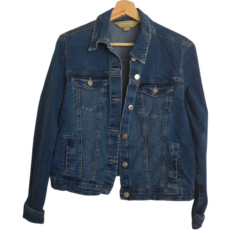 Vintage Roebuck & Co LARGE Sears 90s Y2k Denim Trucker Jean Jacket Retro